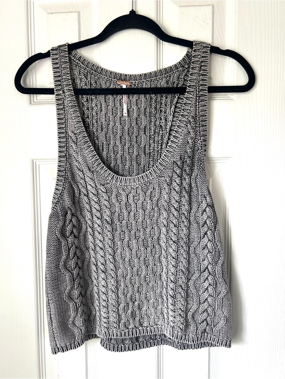 Free People Cable Knit Sweater Vest Gray Medium